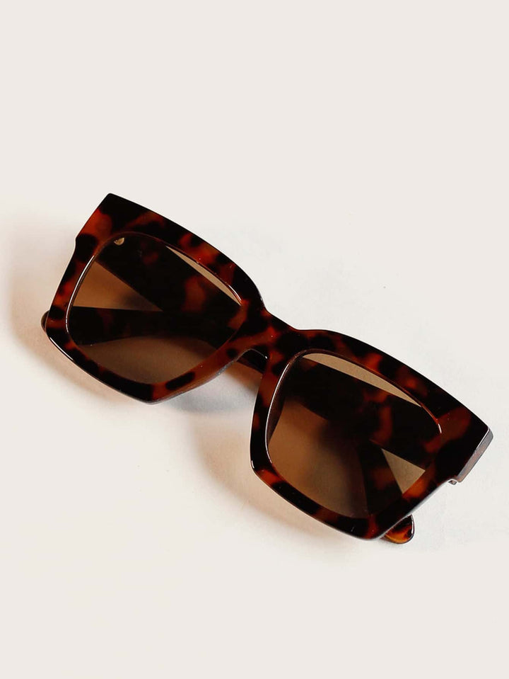 Shein- Tortoiseshell Frame Flat Lens Sunglasses