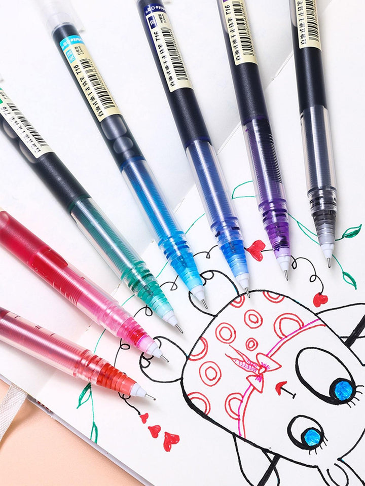 Shein- 7pcs Needle Design Straight Liquid Gel Pen