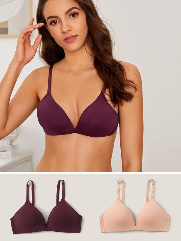 Shein- 2pack Adjustable Strap Bra Set