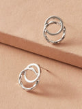 Shein- 1pair Double Twist Circle Stud Earrings