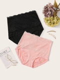Shein- 2pack Contrast Lace High Waist Panty Set