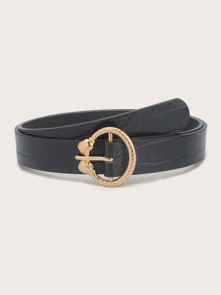 Shein- Crocodile Pattern Metal Buckle Belt