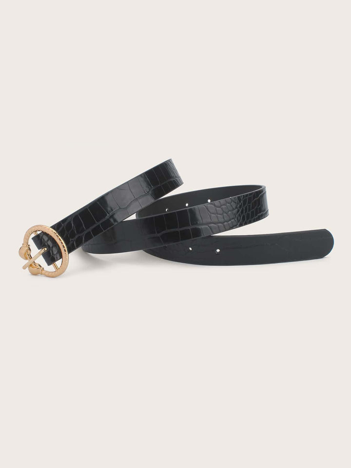 Shein- Crocodile Pattern Metal Buckle Belt