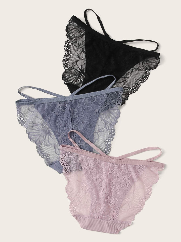 Shein- 3pack Floral Lace Panty Set