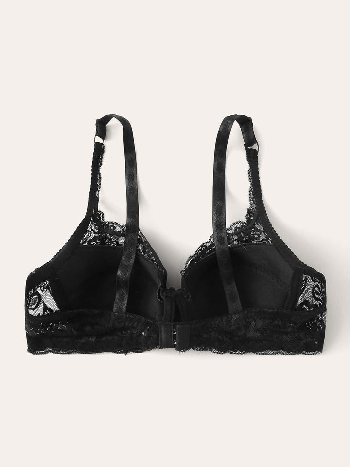 Shein- Floral Lace Adjustable Strap Bra