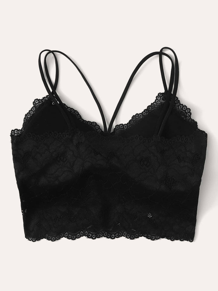 Shein- Floral Lace Harness Bralette