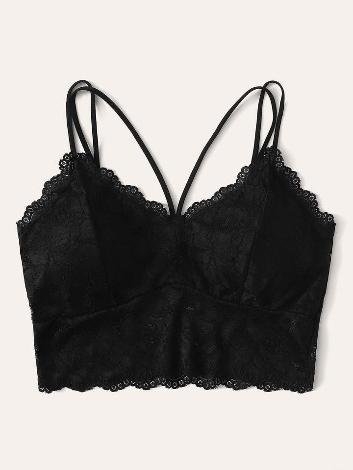 Shein- Floral Lace Harness Bralette