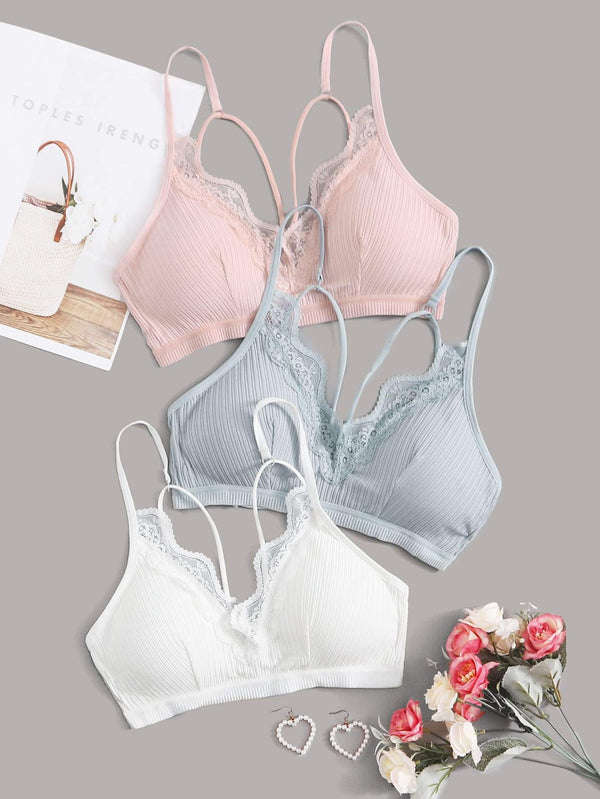 Shein- 3pack Ribbed Bra Set