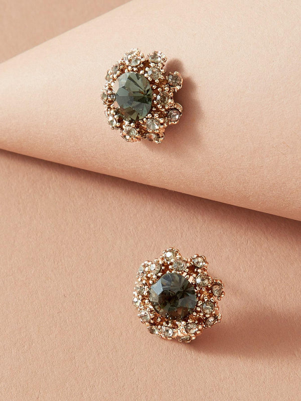 Shein- 1pair Gemstone Decor Stud Earrings