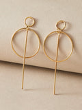 Shein- 1pair Hollow Out Round Drop Earrings