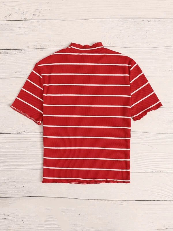 Shein- Lettuce Striped Knitted And Striped Top