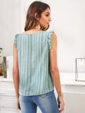 Shein- Gathered Neckline Frill Trim Fuzzy Top