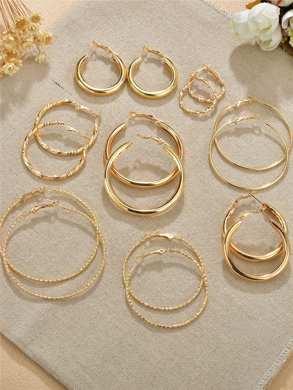 Shein- 8pairs Round Hoop Earrings