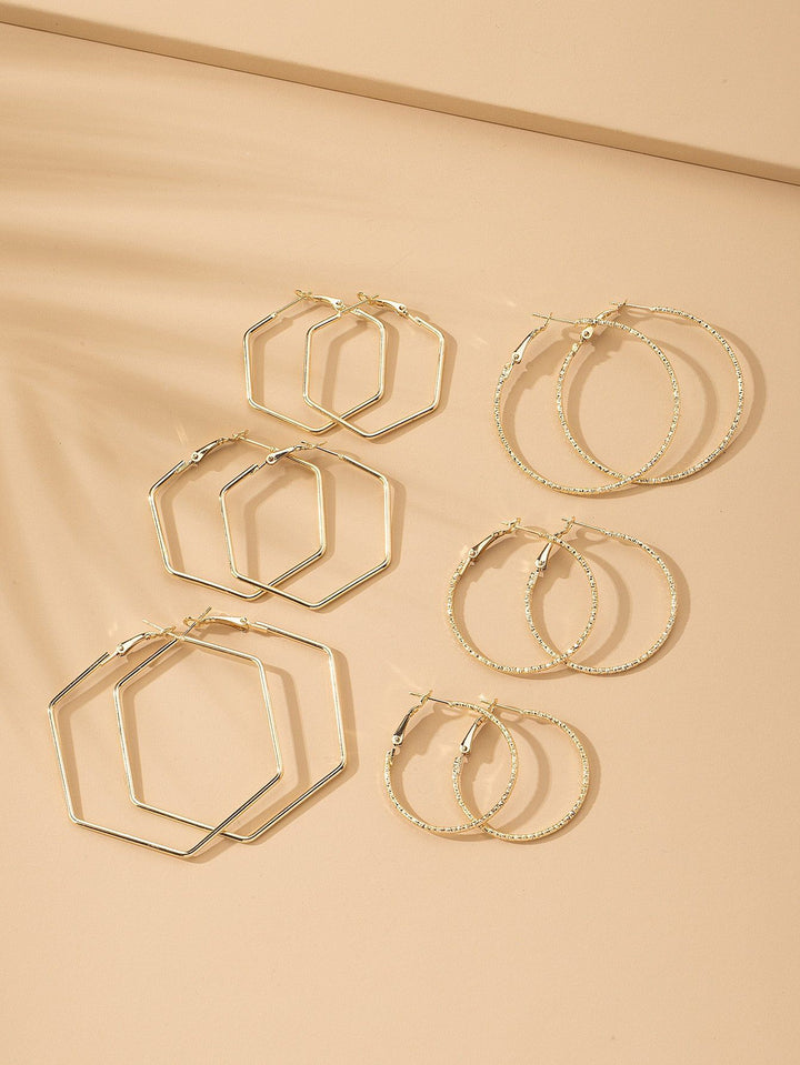 Shein- 6pairs Geometric Hoop Earrings