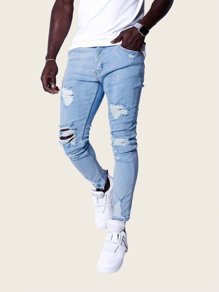Shein- Men Ripped Skinny Jeans – Bagallery