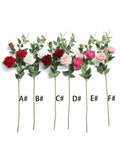 Shein- 1branch Artificial Rose With 3heads
