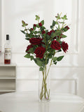 Shein- 1branch Artificial Rose With 3heads