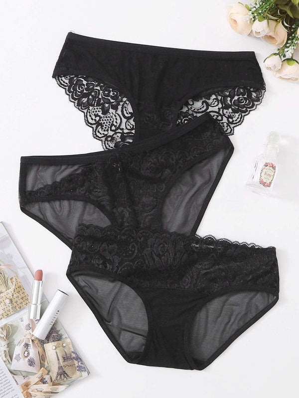 Shein- 3pack Floral Lace Panty Set