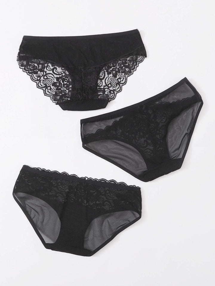 Shein- 3pack Floral Lace Panty Set