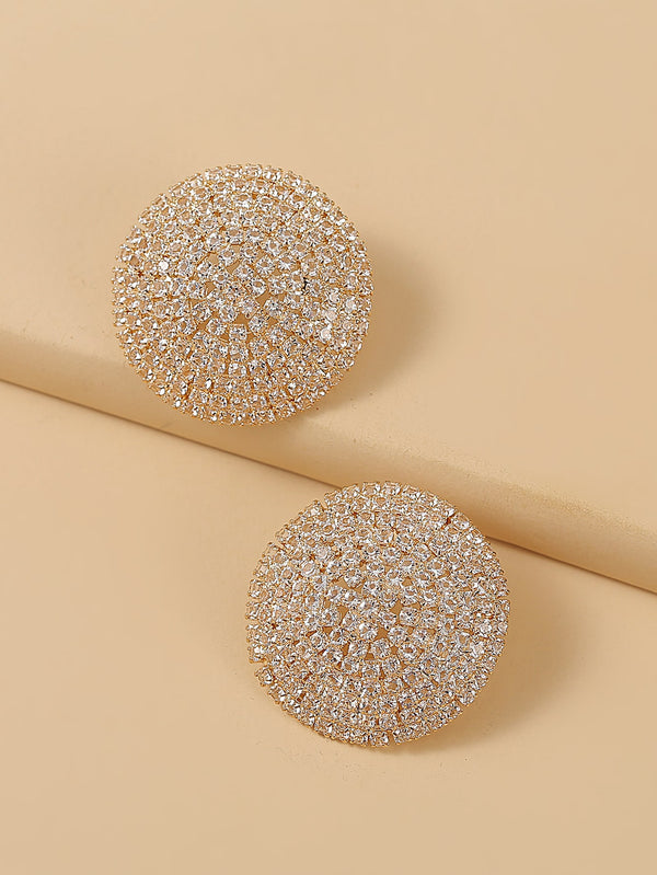 Shein - Rhinestone Decor Round Stud Earrings