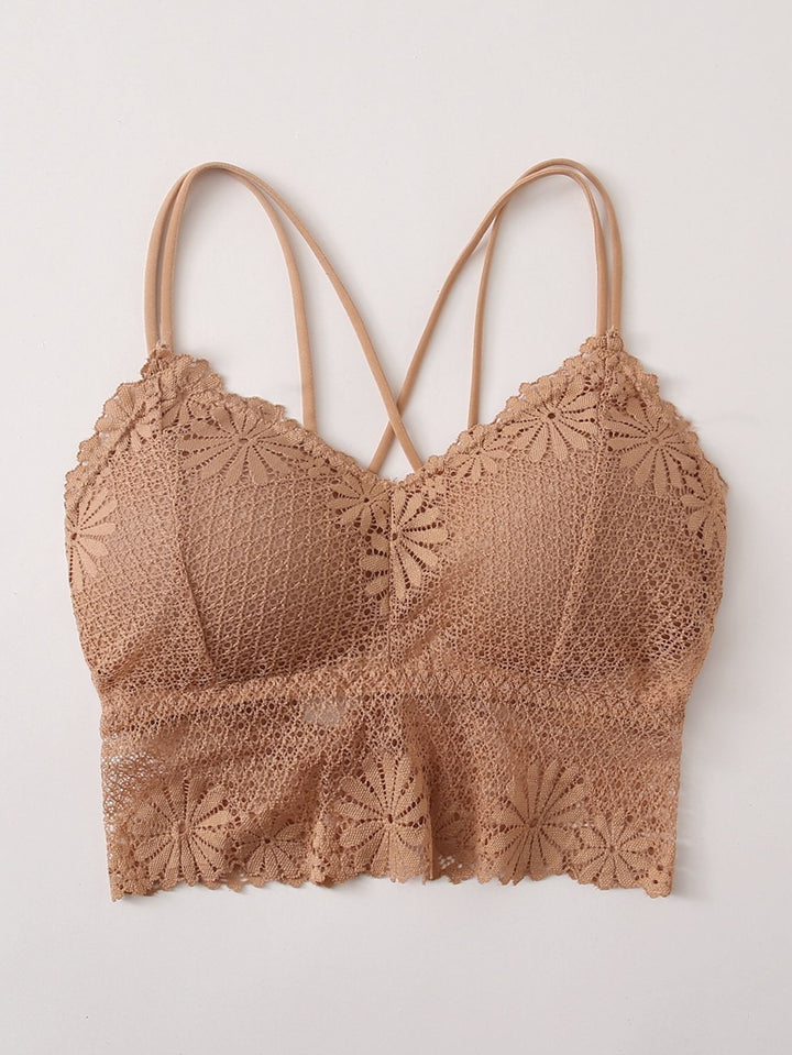 Shein- Floral Lace Crisscross Bralette