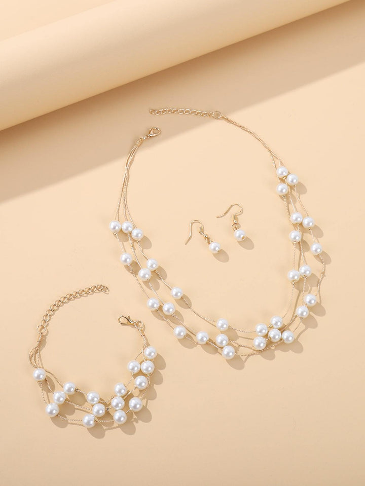 Shein- 4pcs Faux Pearl Decor Jewelry Set