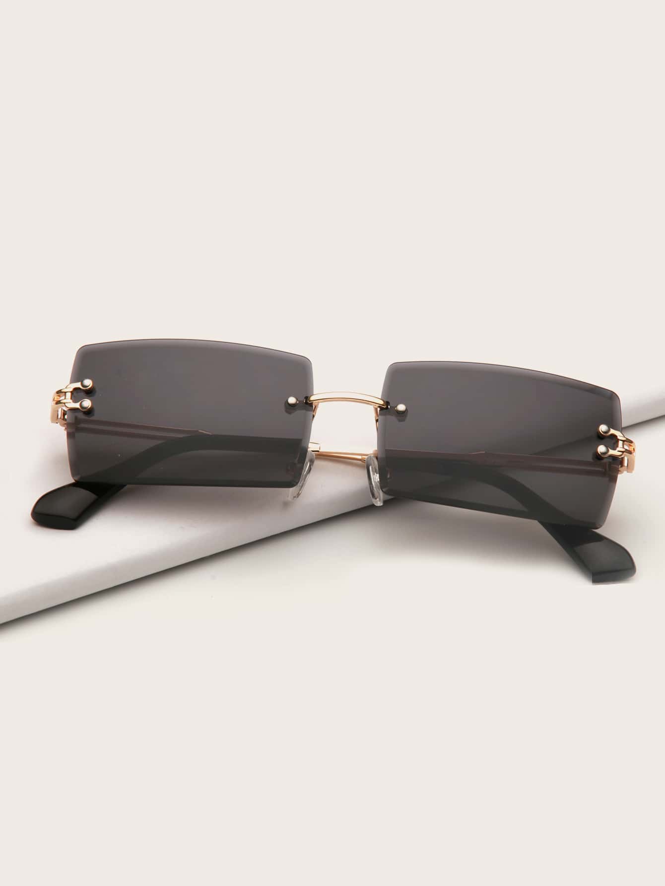 Shein- Square Rimless Sunglasses