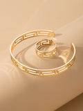 Shein- 2pcs Hollow Out Cuff Bracelet & Ring
