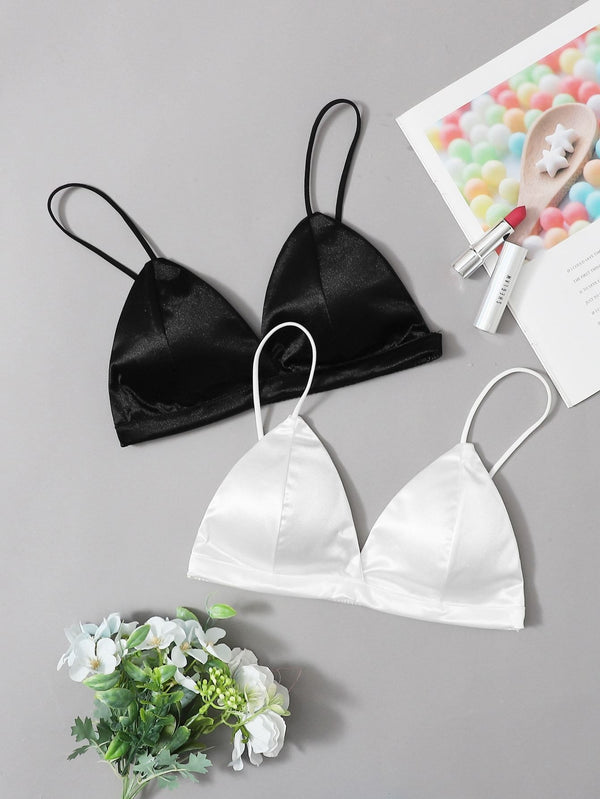 Shein- 2pack Satin Triangle Bra Set