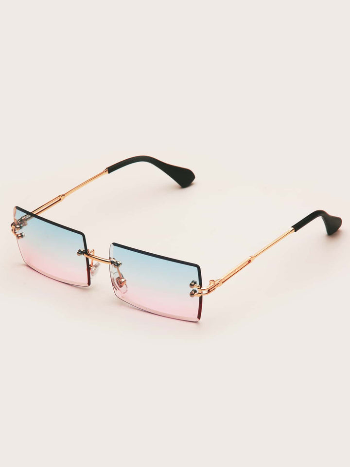 Shein- Square Rimless Sunglasses