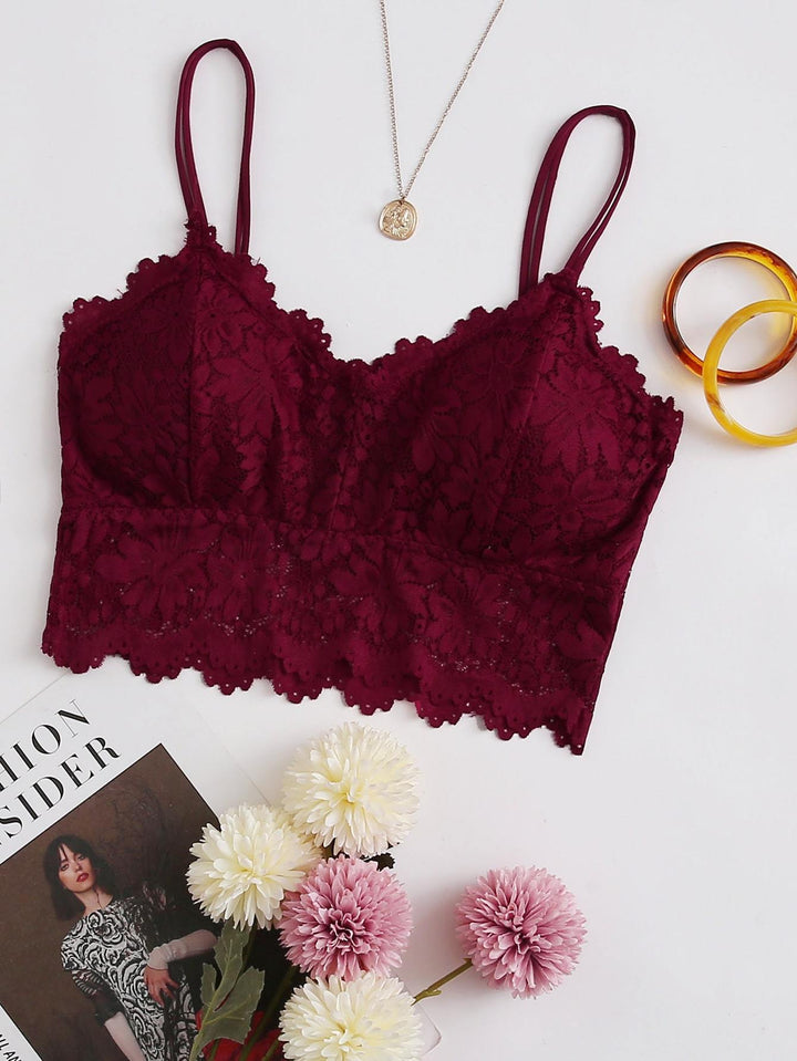 Shein- Floral Lace Longline Bralette