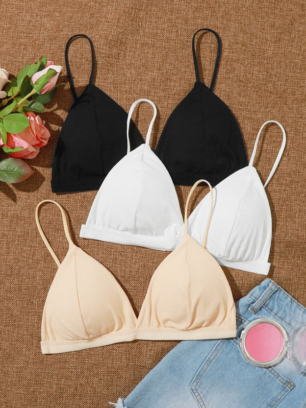 Shein- 3pack Ribbed Triangle Bra Set