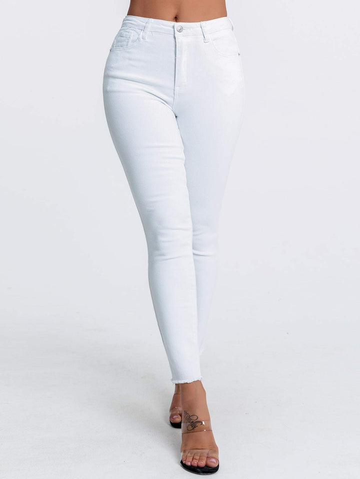 Shein- Curvy High Stretch Raw Hem Skinny Jeans