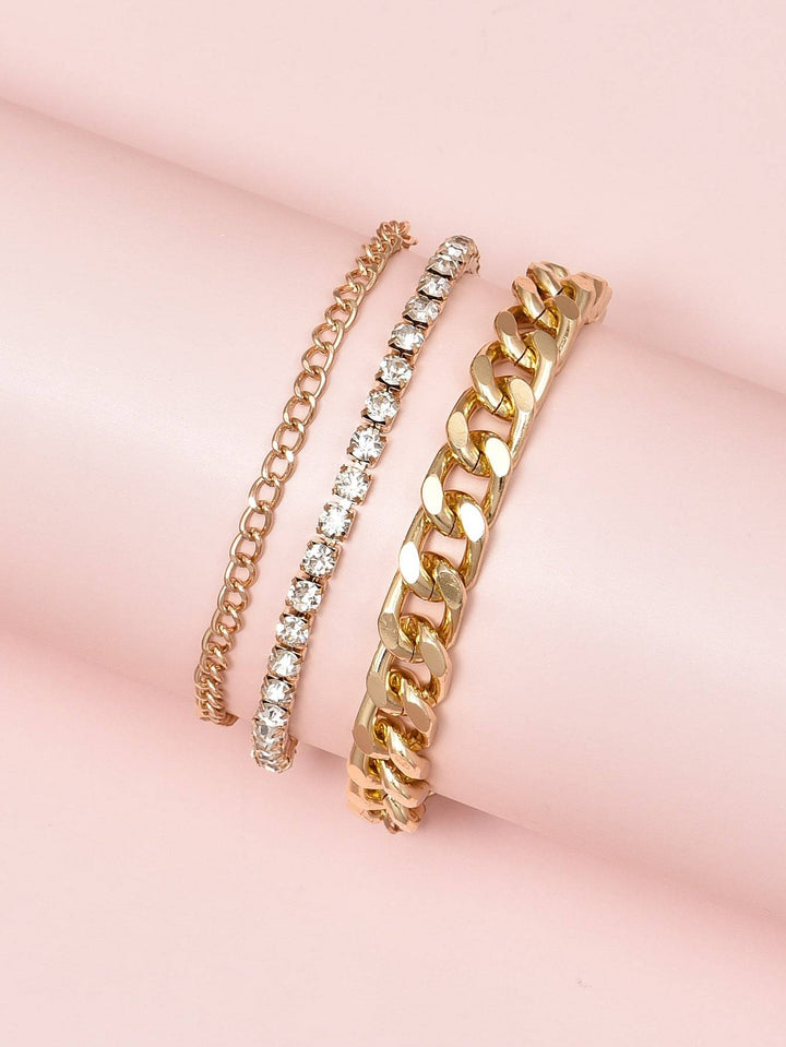 Shein- 3pcs Rhinestone Decor Bracelet