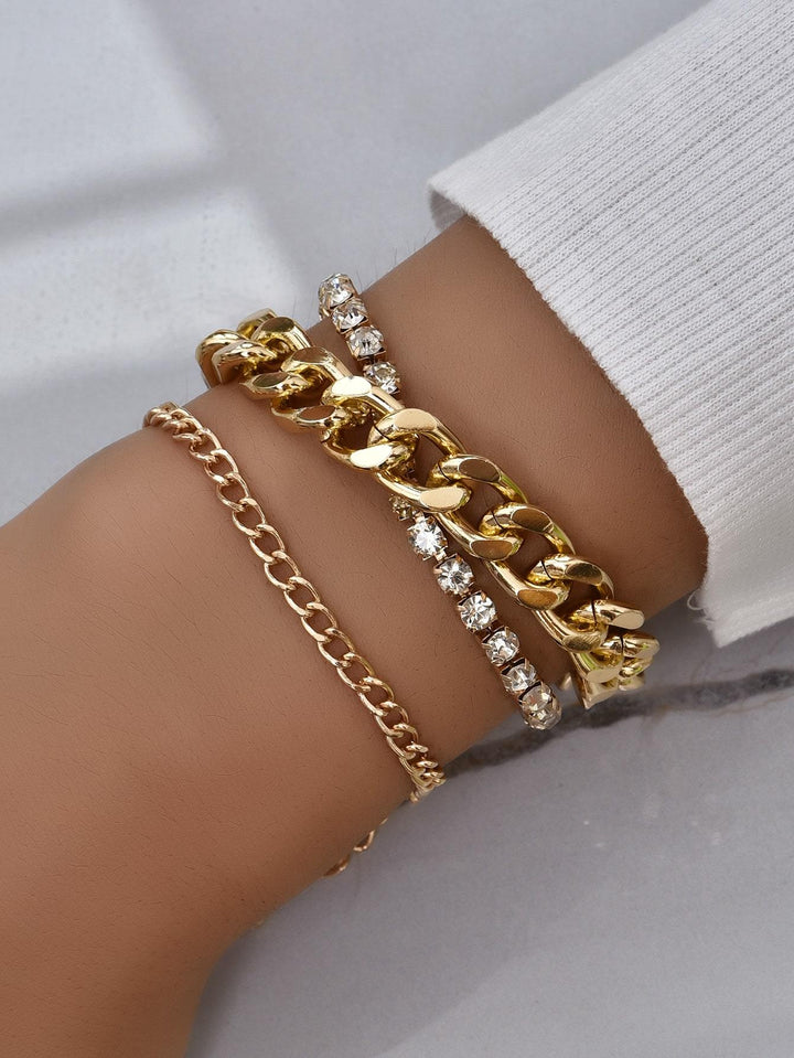 Shein- 3pcs Rhinestone Decor Bracelet