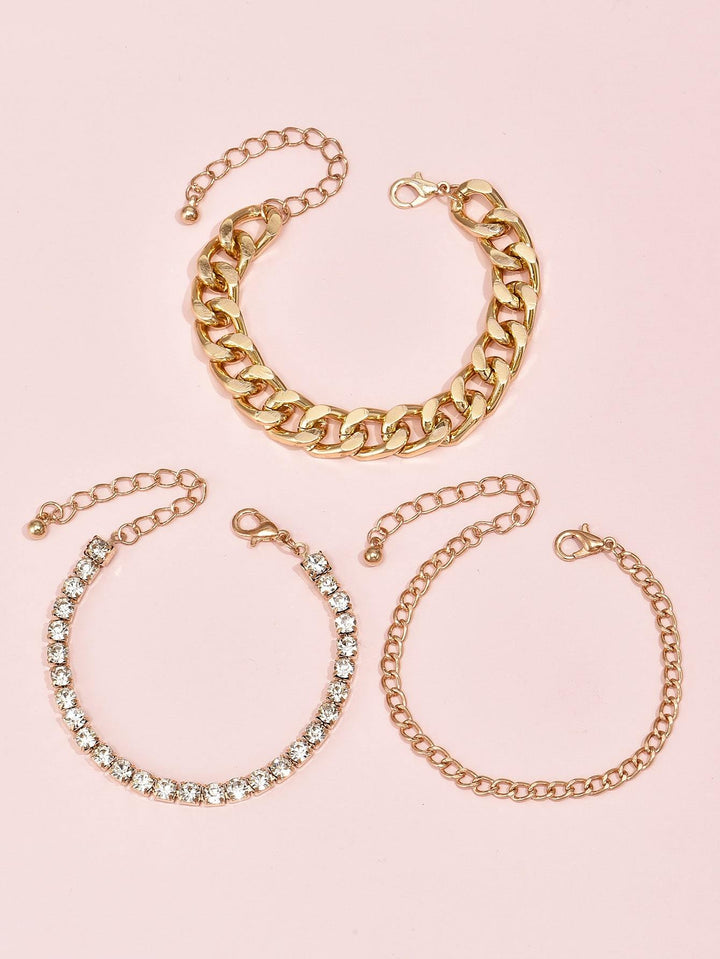 Shein- 3pcs Rhinestone Decor Bracelet