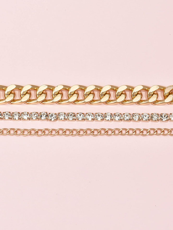 Shein- 3pcs Rhinestone Decor Bracelet