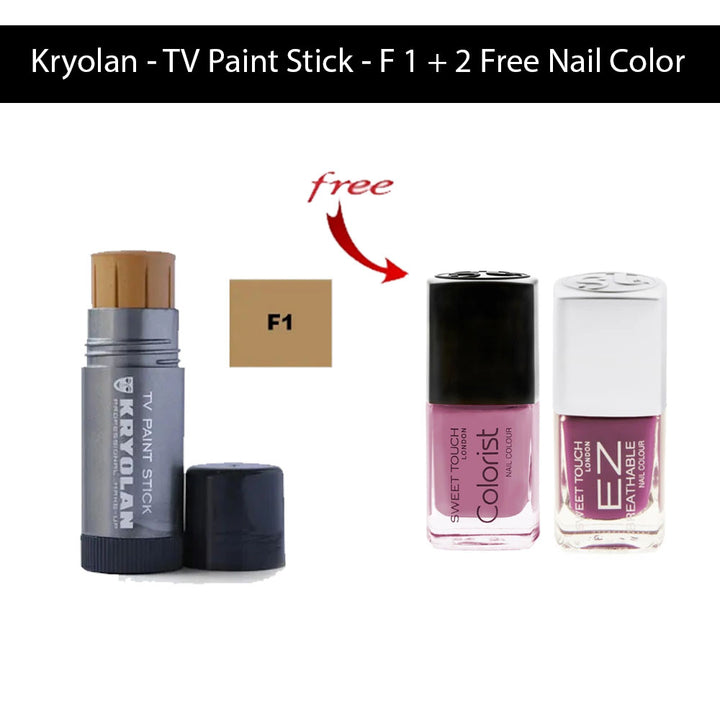 Kryolan - TV Paint Stick - F1 + 2 Free Nail Color by Makeup City priced at #price# | Bagallery Deals