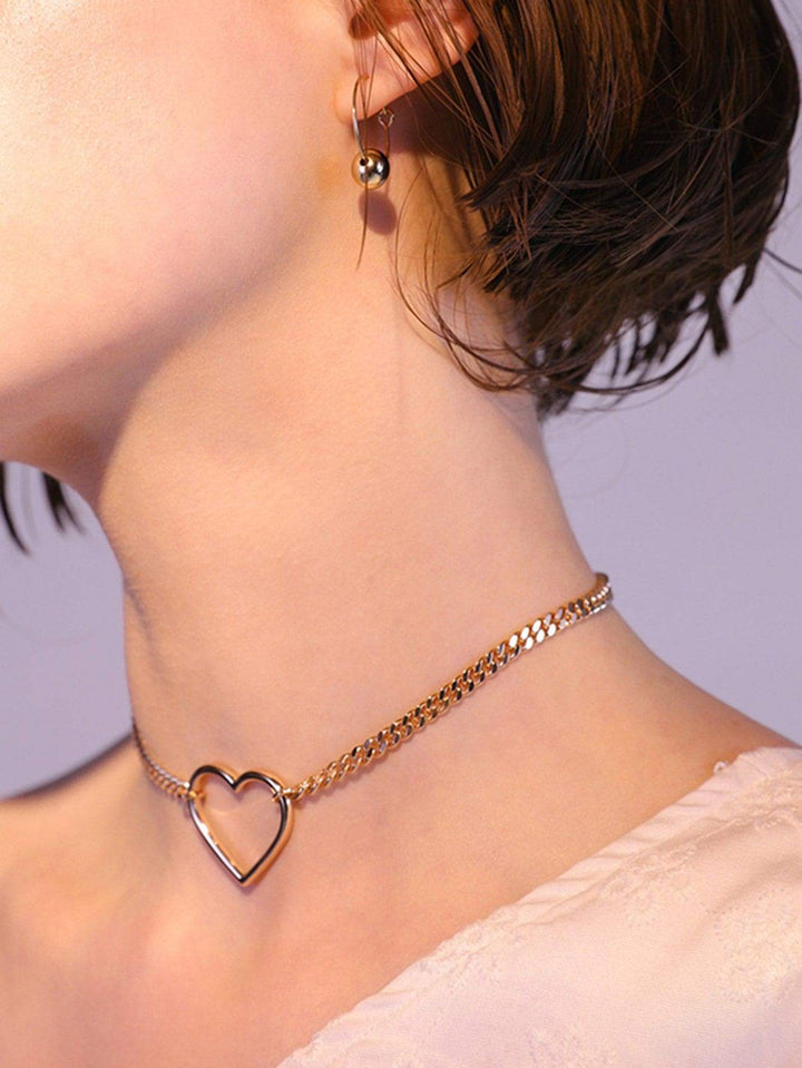 Shein- Open Heart Pendant Chain Choker