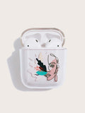 Shein- 1pc Line Drawing Pattern AirPods Case