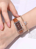 Shein- 1pc Rectangle Quartz Watch & 1pc Bracelet