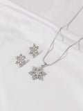 Shein- 1pc Snowflake Charm Necklace & 1pair Earrings