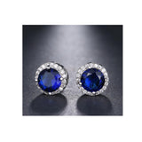 Dama Rusa- Blue Round Zircon Stud Earrings for Women- TM-E-39
