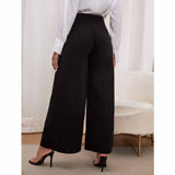 Shein- High Waist Hidden Pocket Wide Leg Pants