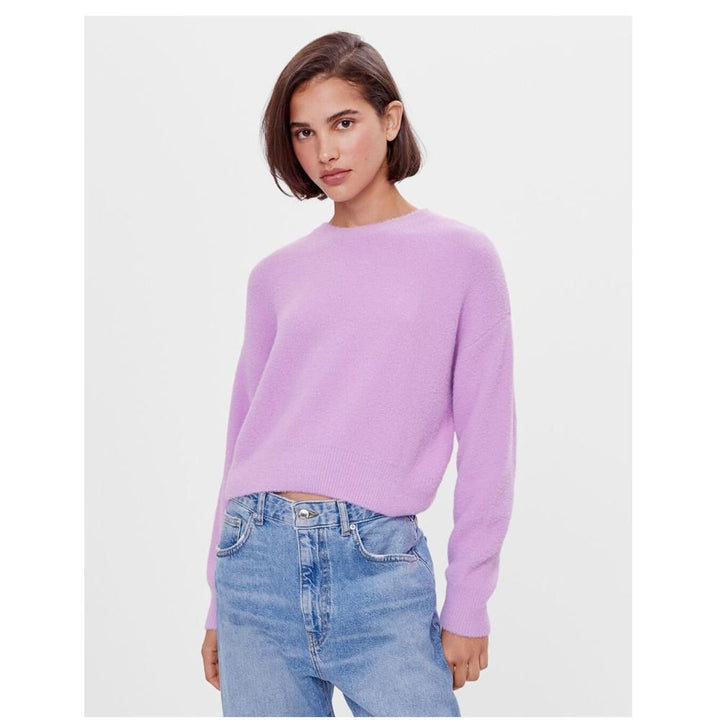 Bershka- Faux fur round neck sweater