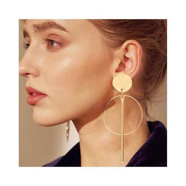 The Marshall- Golden Long Circle Earrings - TM-E-54