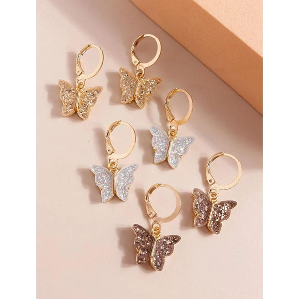 Shein- 3pairs Butterfly Decor Earrings