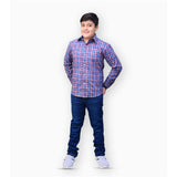 Kids Polo- Buttoned Up Shirt - Blue Check