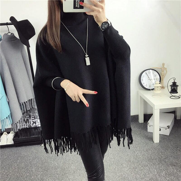 Emerce- Poncho Plain Black- Free Size