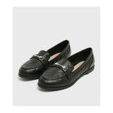 New Look- Black Quilted Metal Bar Loafers mFor Women